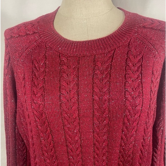 Athleta Merino Wool Blend Women’s Crossroads Crewneck Sweater Red Metallic Med - Picture 5 of 9